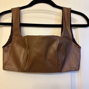 Faux Leather Brown Crop Top
